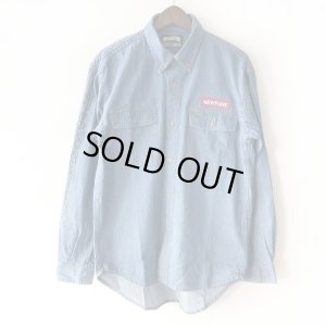 画像1: 【NEWFUNK】BOX LOGO DENIM SHIRT (LIGHT INDIGO)