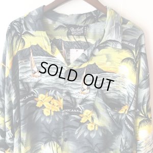 画像1: Pattern Shirt / yellow leaf / size: 2XL