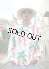 【Ryukyu Pride Wear】Open Collar Long Sleeve Shirt -サガリバナ- (White)