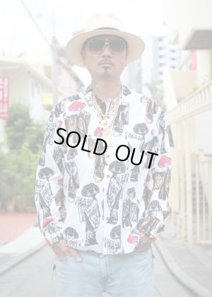 画像1: 【Ryukyu Pride Wear】Open Collar Long Sleeve Shirt -琉球舞踊-