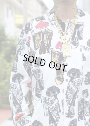 画像3: 【Ryukyu Pride Wear】Open Collar Long Sleeve Shirt -琉球舞踊-