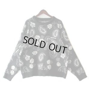 画像1: 【NEWFUNK】PAISLEY CREW NECK KNIT (Black)