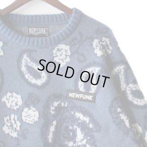 画像2: 【NEWFUNK】PAISLEY CREW NECK KNIT (Navy Blue)