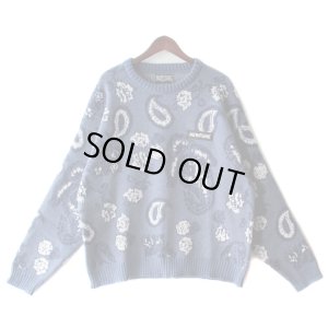 画像1: 【NEWFUNK】PAISLEY CREW NECK KNIT (Navy Blue)