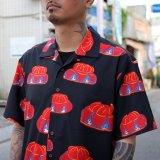 【Ryukyu Pride Wear】Open Collar Shirt -花笠- (Black)