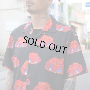 画像3: 【Ryukyu Pride Wear】Open Collar Shirt -花笠- (Black)