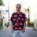 画像2: 【Ryukyu Pride Wear】Open Collar Shirt -花笠- (Black) (2)