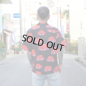 画像2: 【Ryukyu Pride Wear】Open Collar Shirt -花笠- (Black)