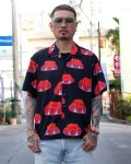 【Ryukyu Pride Wear】Open Collar Shirt -花笠- (Black)