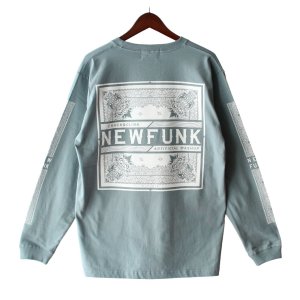 画像1: 【NEWFUNK】PAISLEY BANDANA Long Sleeve Shirt -ONECALLA- (Smoke Blue)