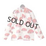 【Ryukyu Pride Wear】Open Collar Long Sleeve Shirt -花笠- (White)