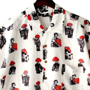 画像2: 【Ryukyu Pride Wear】Open Collar Long Sleeve Shirt -舞踊- (White)