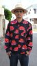 画像3: 【Ryukyu Pride Wear】Open Collar Long Sleeve Shirt -花笠- (Black) (3)