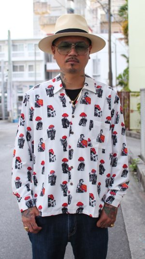 画像3: 【Ryukyu Pride Wear】Open Collar Long Sleeve Shirt -舞踊- (White)
