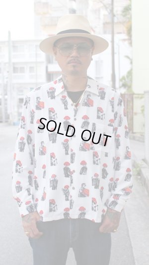 画像3: 【Ryukyu Pride Wear】Open Collar Long Sleeve Shirt -舞踊- (White)