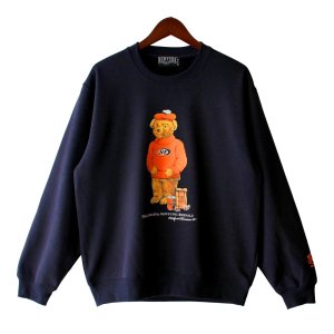 画像1: 【NEWFUNK】HEADS BEAR CREW NECK SWEAT (Navy)