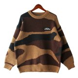 【NEWFUNK】CAMO CREW NECK KNIT (Brown)