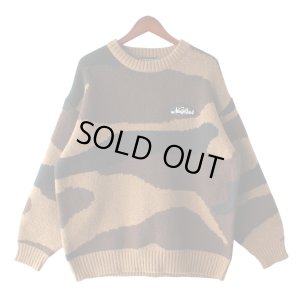 画像1: 【NEWFUNK】CAMO CREW NECK KNIT (Brown)