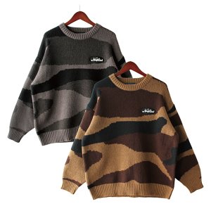 画像5: 【NEWFUNK】CAMO CREW NECK KNIT (Black)