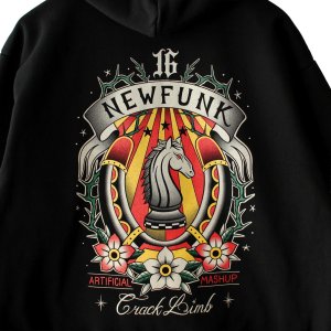 画像4: 【NEWFUNK】HORSE SHOE ZIP HOODIE / STORE 16th.Anniversary Design (Black)