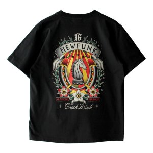 画像1: 【NEWFUNK】HORSE SHOE TEE / STORE 16th.Anniversary Design (Black)