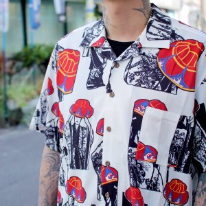 画像3: 【Ryukyu Pride Wear】Open Collar Shirt -花笠- (White)