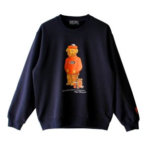 画像1: 【NEWFUNK】HEADS BEAR CREW NECK SWEAT (Navy)