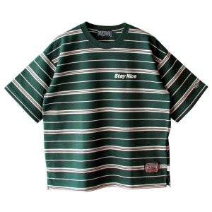 画像1: 【NEWFUNK】Stay Nice Border Tee (Green)