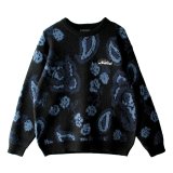 【NEWFUNK】PAISLEY CREW NECK KNIT (Black)