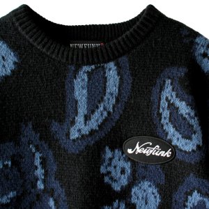 画像2: 【NEWFUNK】PAISLEY CREW NECK KNIT (Black)