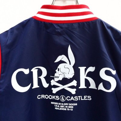 画像1: 【CROOKS&CASTLES】 THE PLAYER STADIUM JACKET (NAVY)