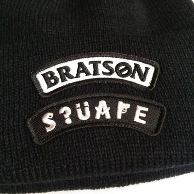 画像1: 【SQUARE】 BRATSON×SQAR COLLABO KNIT CAP "LOGO DESIGN"