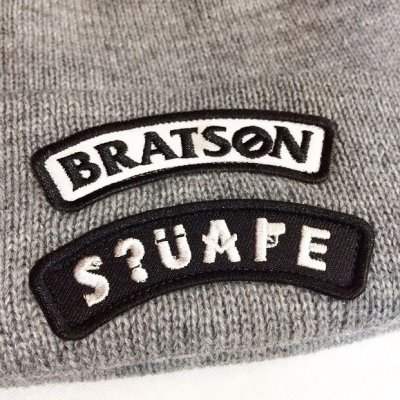 画像1: 【SQUARE】 BRATSON×SQAR COLLABO KNIT CAP "LOGO DESIGN" (GRAY)