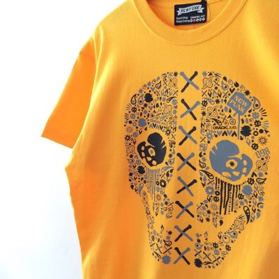 画像2: 【CRACKLIMB】PAISLEY SKULL TEE (GOLD)