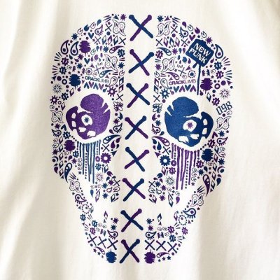 画像1: 【CRACKLIMB】PAISLEY SKULL TEE (WHITE)