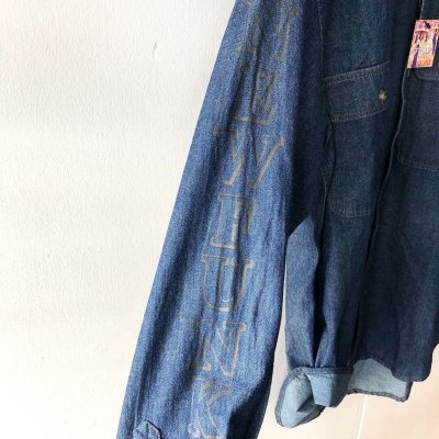 画像2: 【NEWFUNK】BOX LOGO DENIM SHIRT (INDIGO)