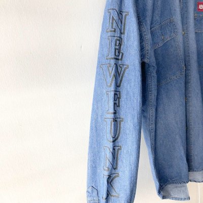 画像3: 【NEWFUNK】BOX LOGO DENIM SHIRT (LIGHT INDIGO)