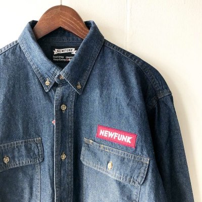 画像1: 【NEWFUNK】BOX LOGO DENIM SHIRT (INDIGO)