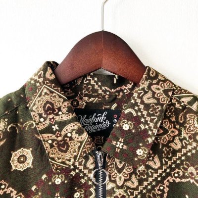 画像2: 【NEWFUNK】PAISLEY HALF ZIP SHIRT (GREEN)