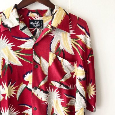 画像1: Pattern Shirt / Red Lesf / size: XL