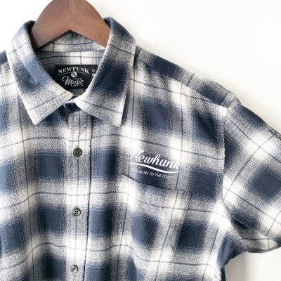 画像1: 【NEWFUNK】PAISLEY LINE OVERCHECK SHIRT (NAVY)