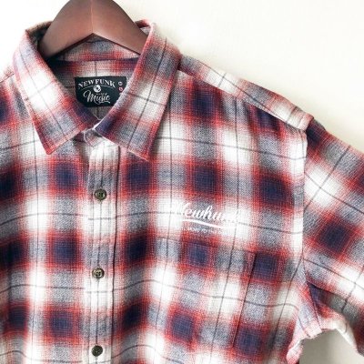 画像1: 【NEWFUNK】PAISLEY LINE OVERCHECK SHIRT (RED)