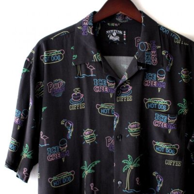 画像1: Pattern Shirt / Neon Black / size: XL