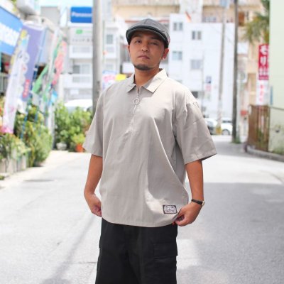 画像1: 【NEWFUNK】HALF ZIP LINEN SHIRT (Beige Gray)