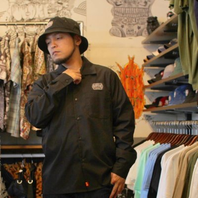 画像2: 【NEWFUNK】AMKZTAG OPEN COLLAR LONG SLEEVE SHIRT (Black)