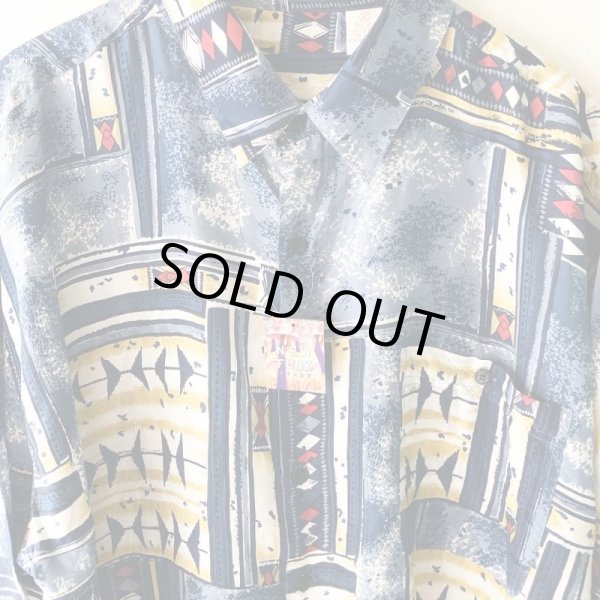 画像3: [キズ有り] Pattern Shirt / Blue Br / size: XL (3)