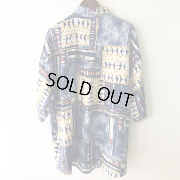 画像2: [キズ有り] Pattern Shirt / Blue Br / size: XL (2)