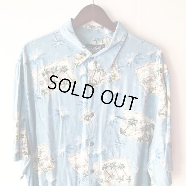 画像1: Pattern Shirt / light blue leaf / size: 2XL (1)