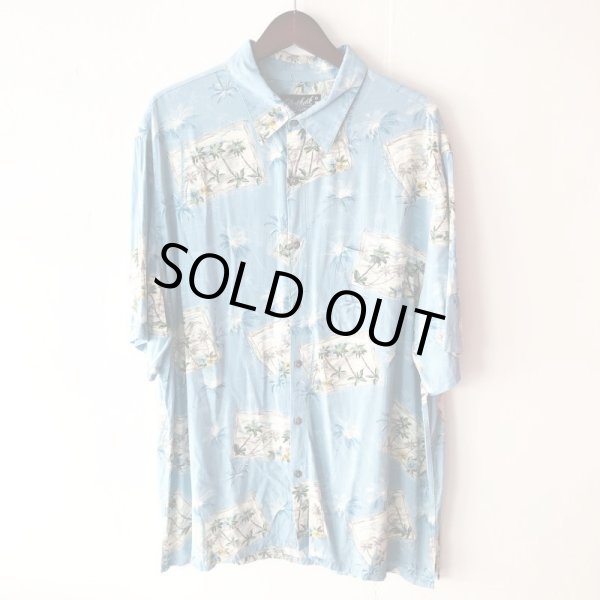 画像2: Pattern Shirt / light blue leaf / size: 2XL (2)