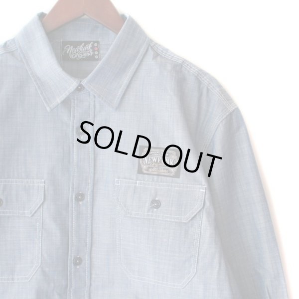 画像3: 【NEWFUNK】AMKZTAG Chambray Long Sleeve Work Shirt (3)